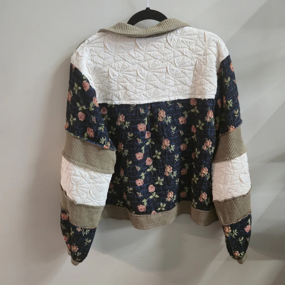 POL Floral Patchwork Utility Jacket - Navy and Tan POL Floral Corduroy Boho - Picture 6 of 6